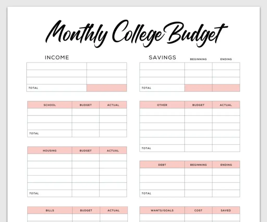 monthly budget template